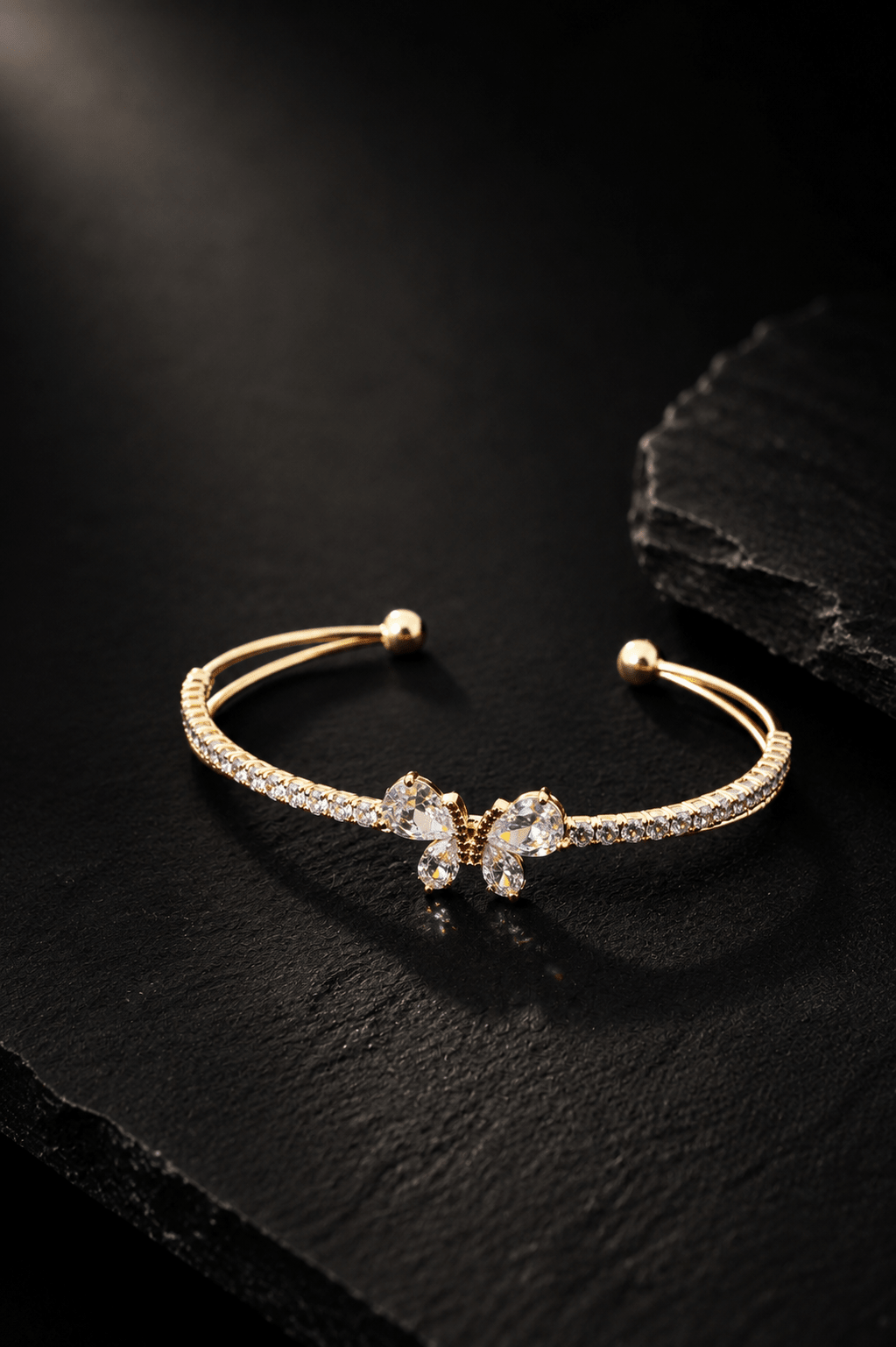 Crystal Butterfly Pave Cuff Bracelet - Maxiblink