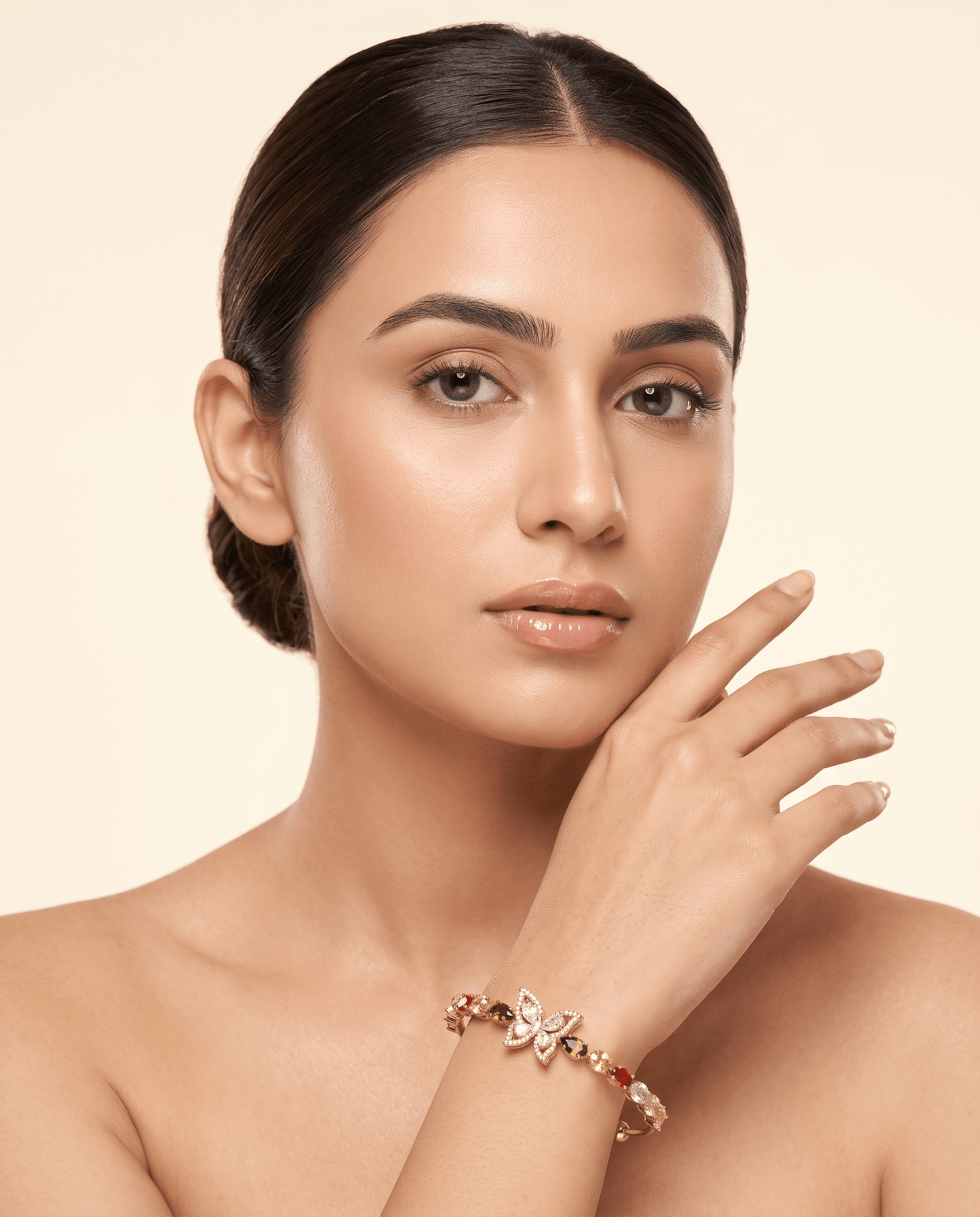 Crystal Butterfly Rainbow Teardrop Cuff Bracelet - Maxiblink