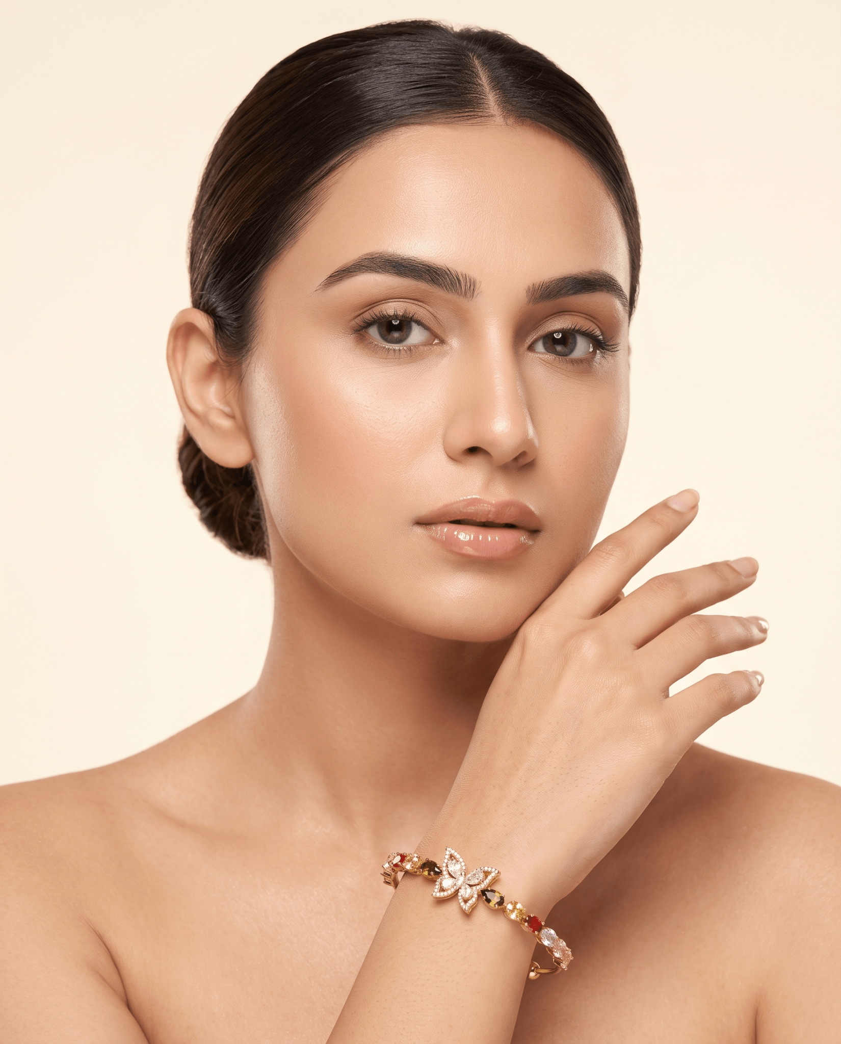 Crystal Butterfly Rainbow Teardrop Cuff Bracelet - Maxiblink