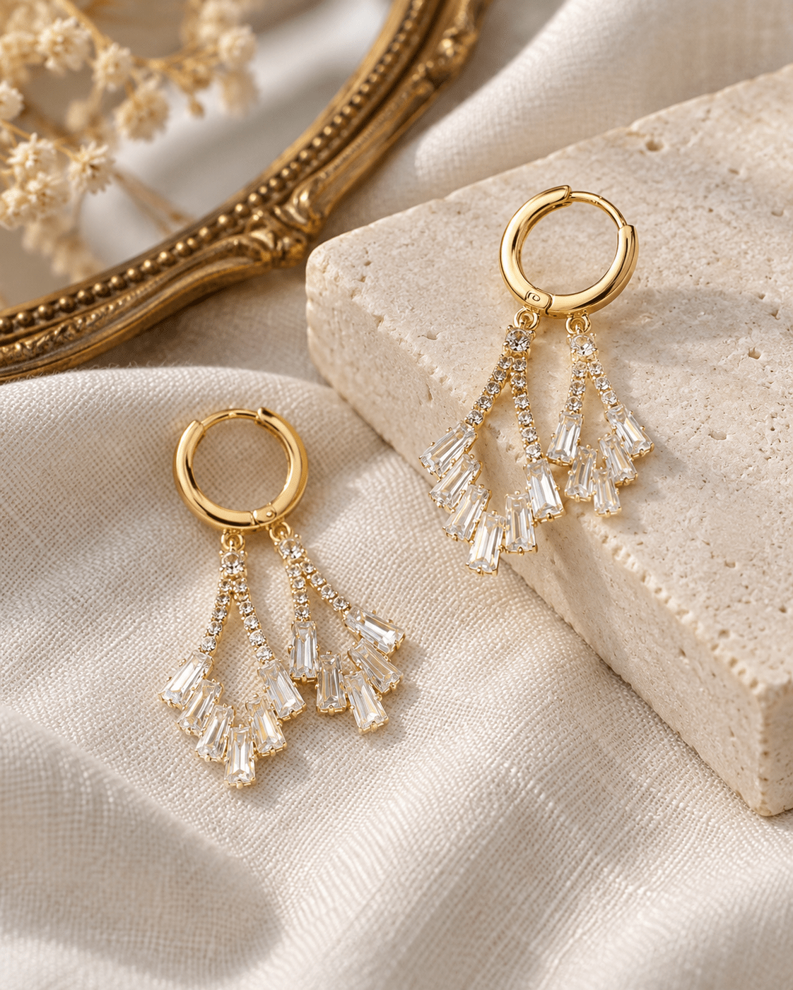 Crystal Fan Tassel Drop Earrings - Maxiblink