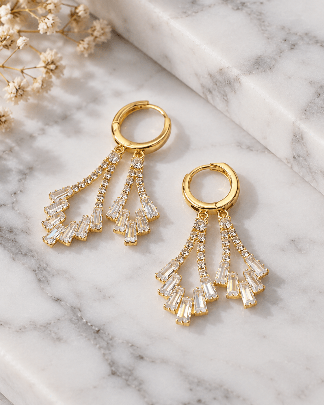 Crystal Fan Tassel Drop Earrings - Maxiblink