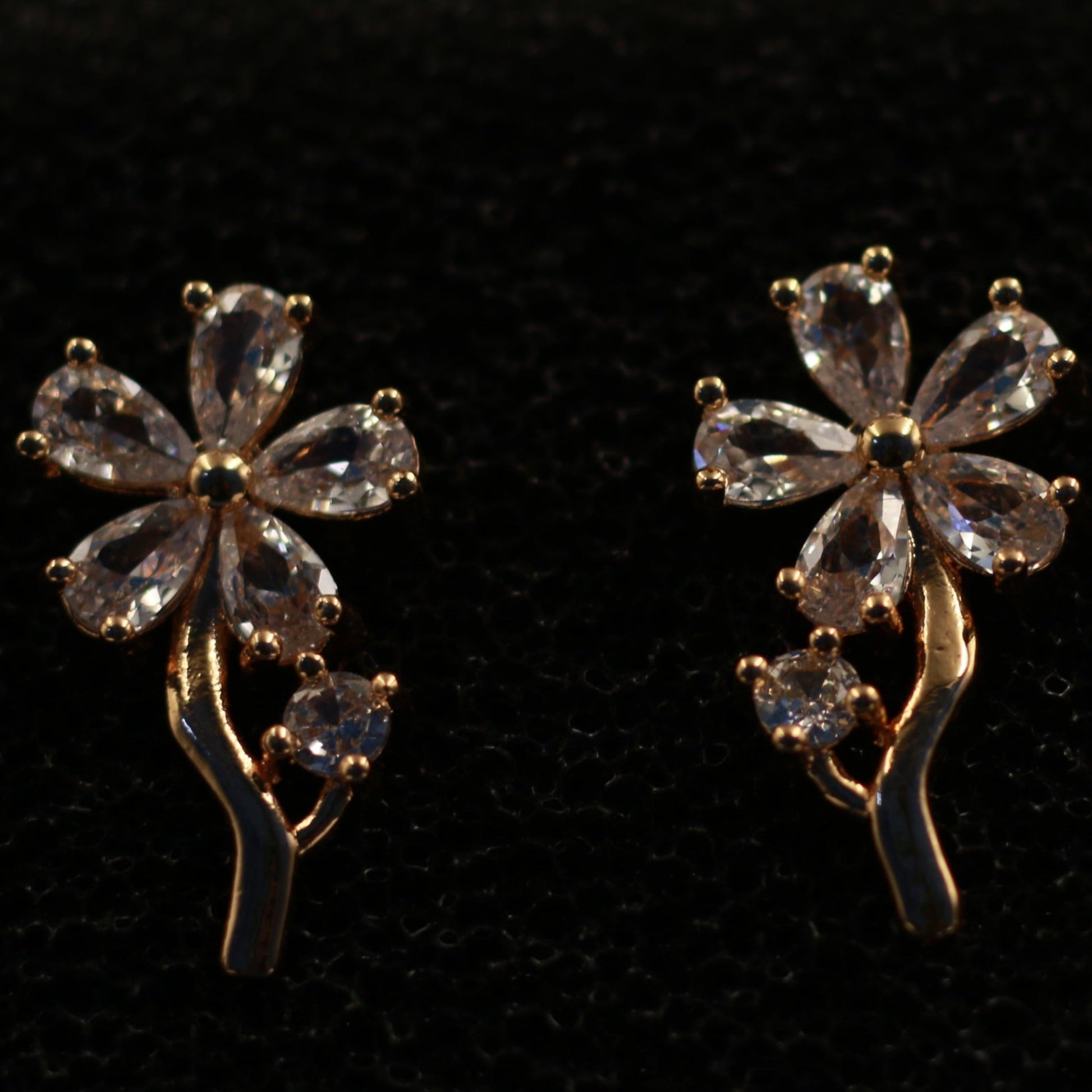 Crystal Flower Branch Stud Earrings - Maxiblink