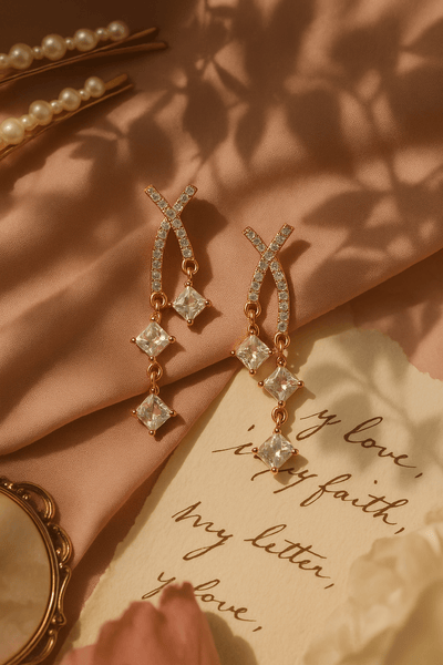 Crystal Ladder Drop Earrings - Maxiblink