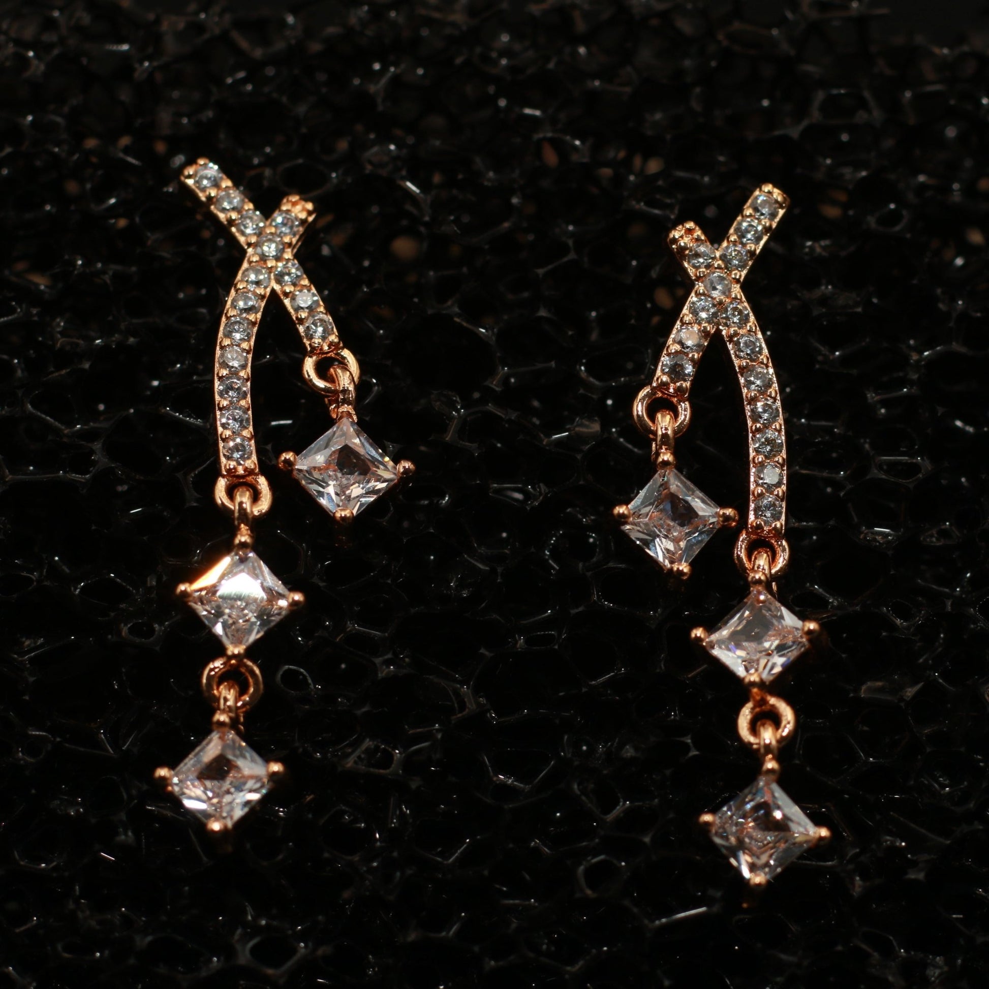Crystal Ladder Drop Earrings - Maxiblink