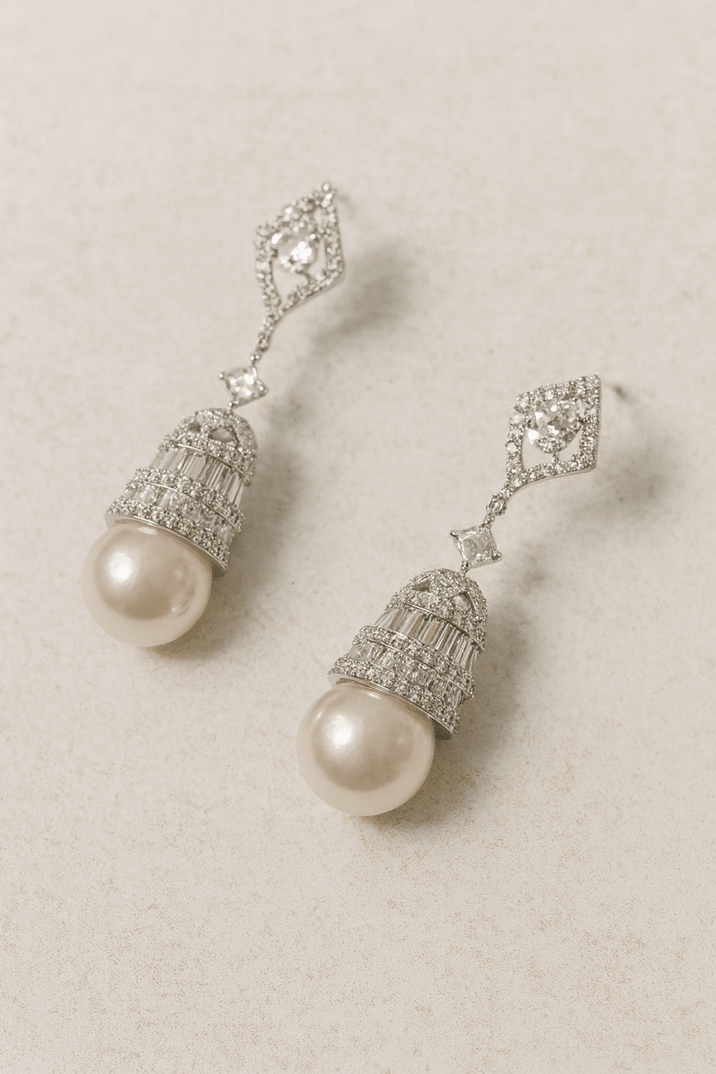 Crystal Pearl Drop Earrings - Maxiblink