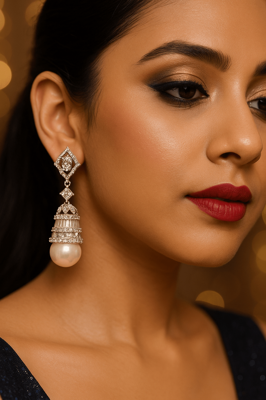 Crystal Pearl Drop Earrings - Maxiblink
