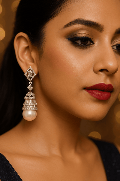 Crystal Pearl Drop Earrings - Maxiblink