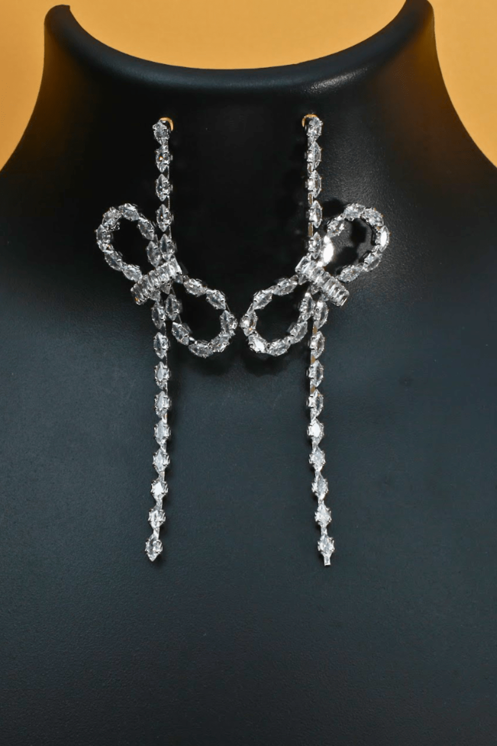 Crystal Ribbon Dangle Earrings – Chic Anti - Tarnish Party Wear - Maxiblink