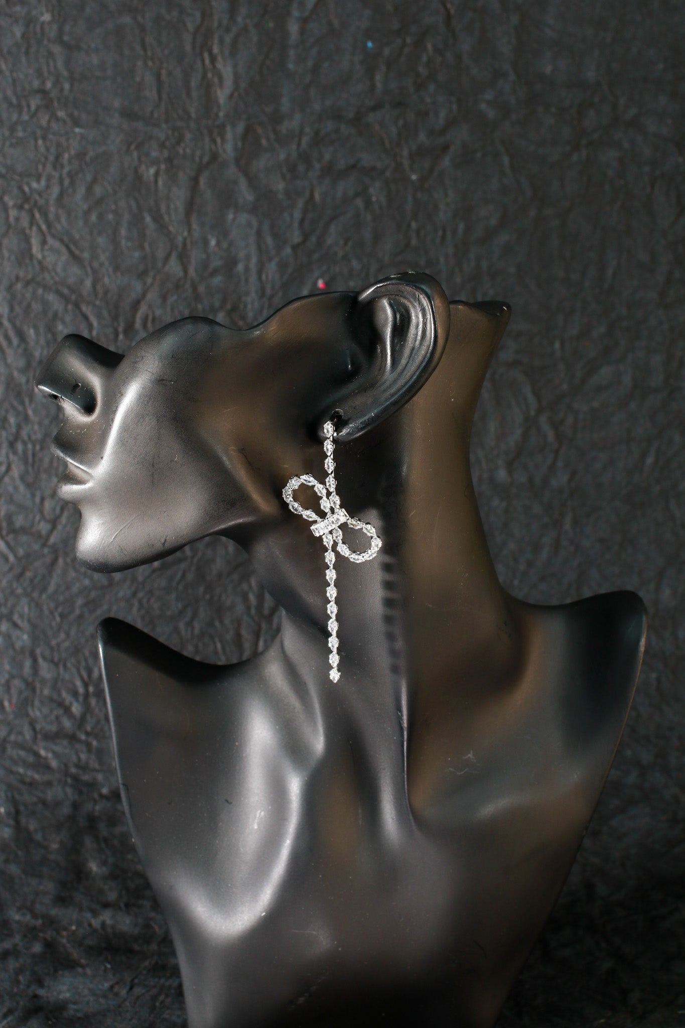 Crystal Ribbon Dangle Earrings – Chic Anti - Tarnish Party Wear - Maxiblink