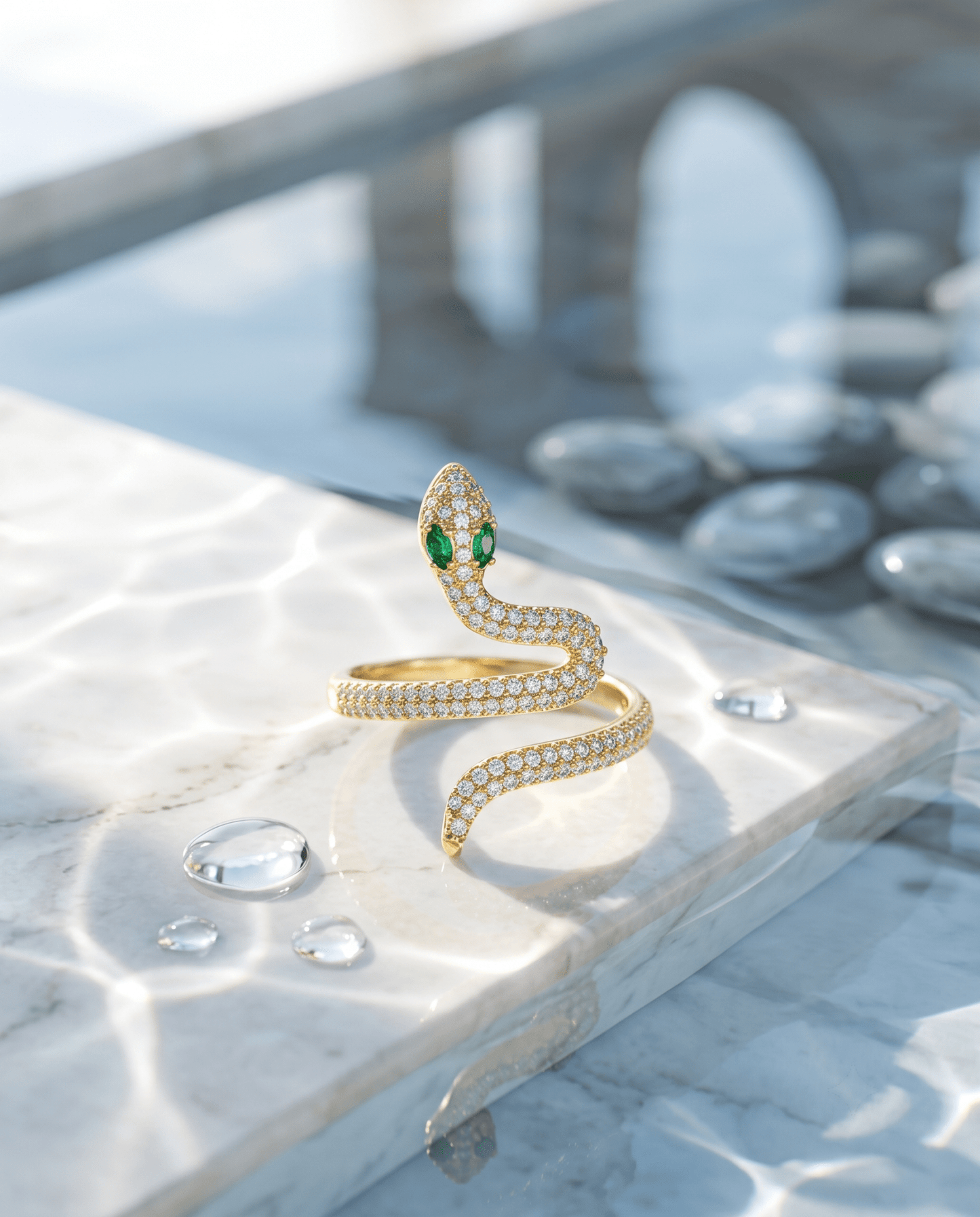 gold-plated serpent ring — Crystal Serpent Coil Ring by MaxiBlink