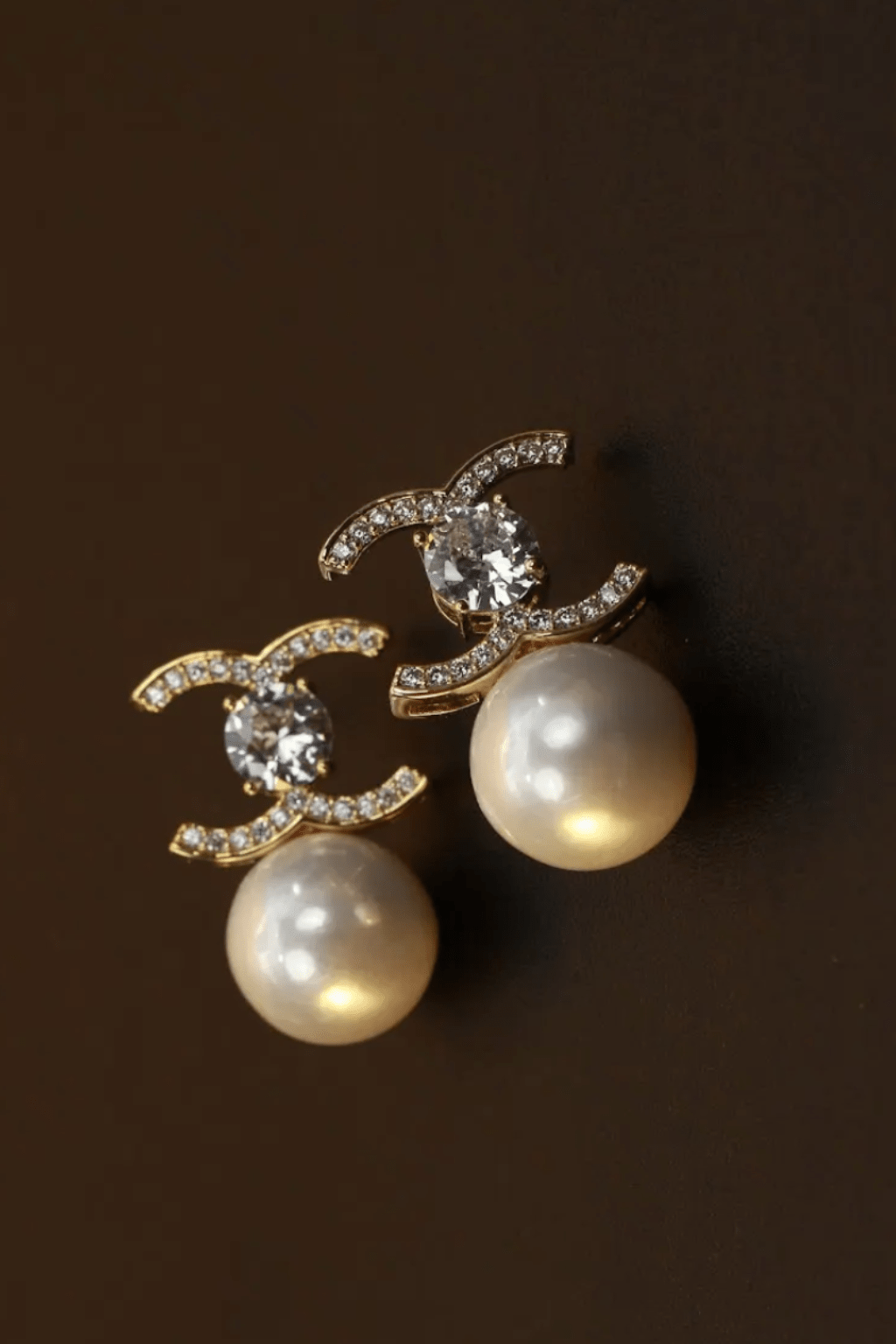 Crystal Studded Designer Logo Earrings – Premium Anti - Tarnish Gold Finish - Maxiblink