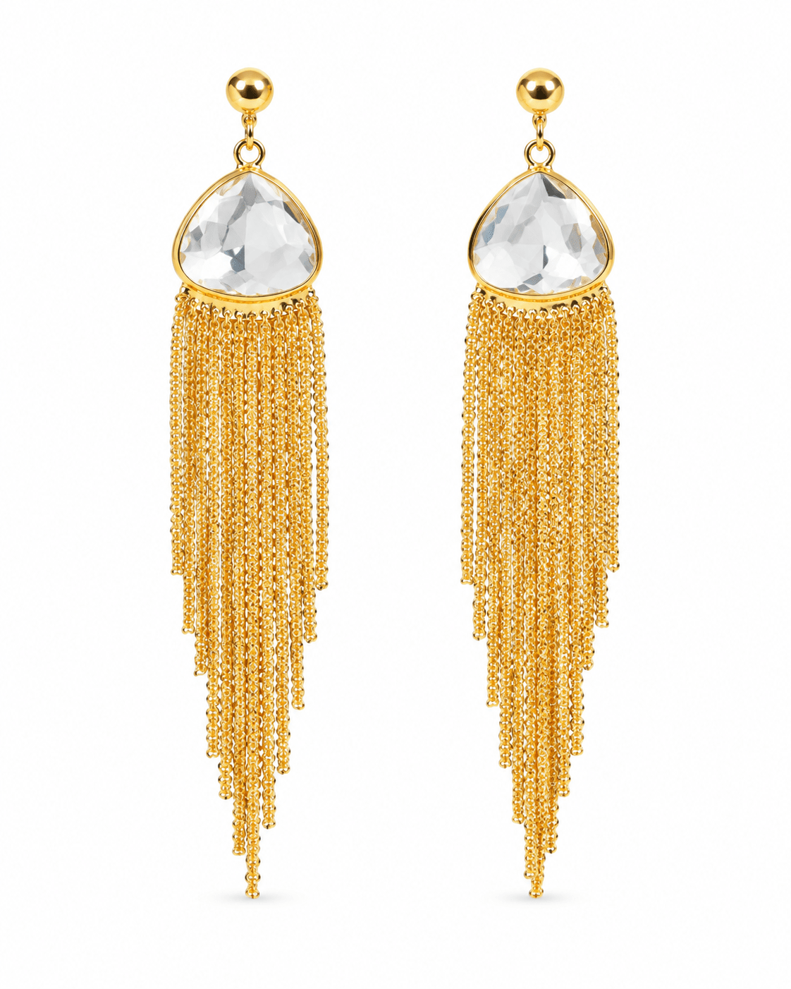 Crystal Teardrop Tassel Fringe Earrings - Maxiblink