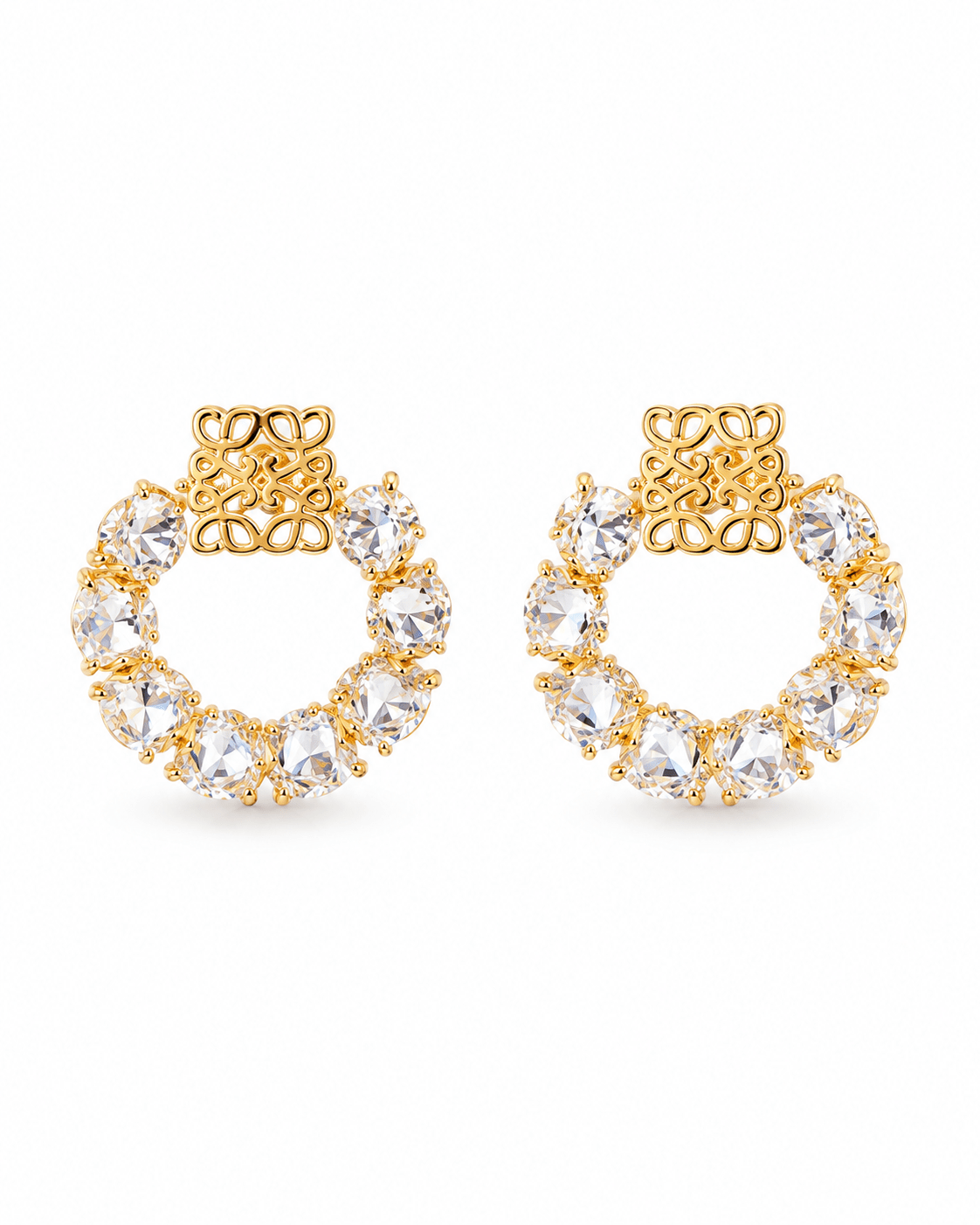 Crystal Wreath Emblem Stud Earrings - Maxiblink