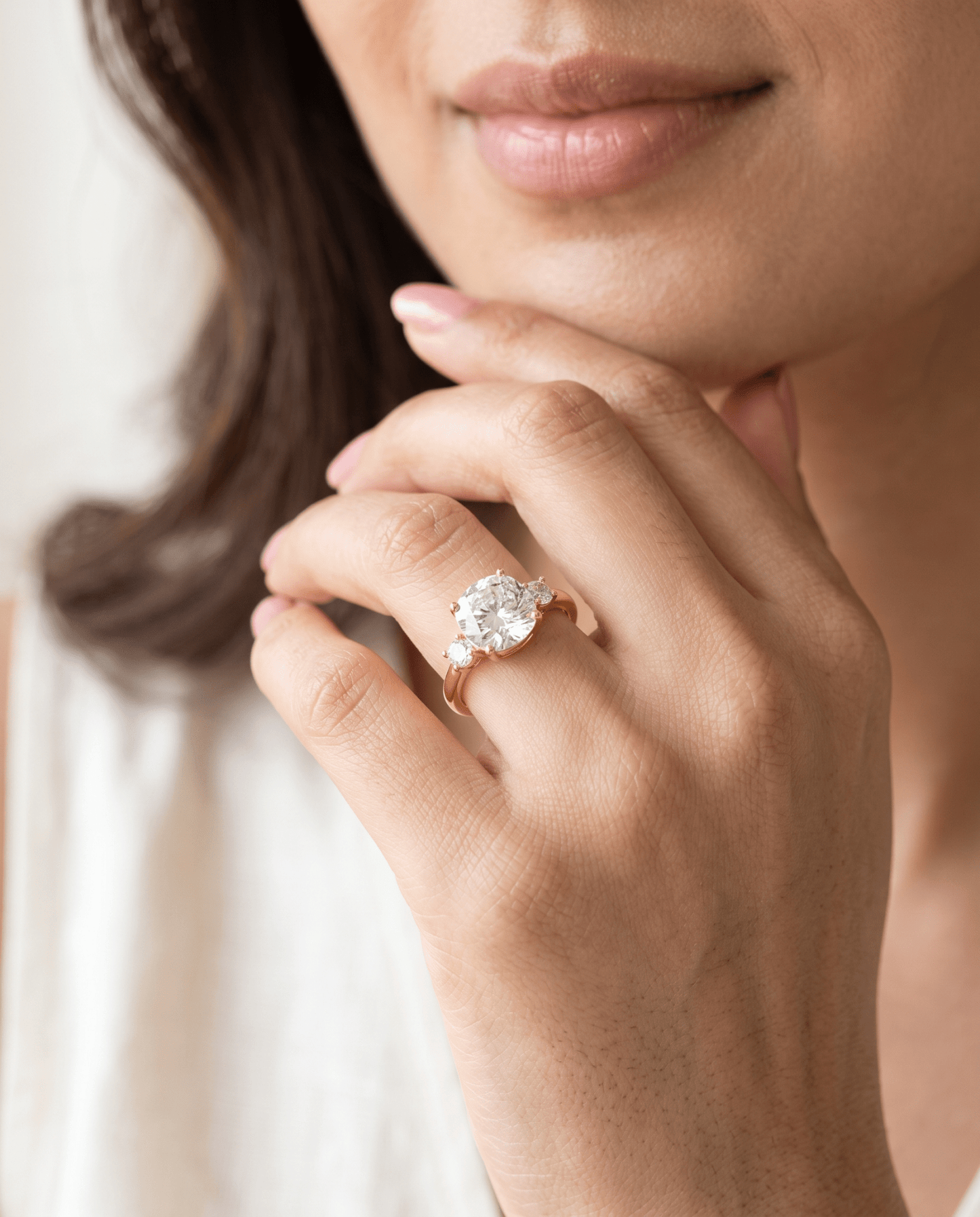 Cushion Crystal Three-Stone Ring in 18K gold-plated stainless steel — MaxiBlink