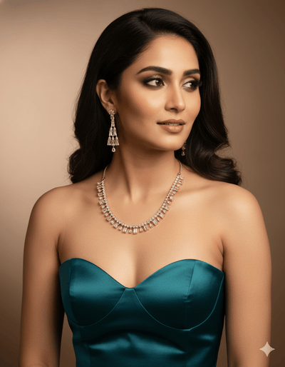 Delicate Gold - Tone Waterfall Necklace Set - Maxiblink