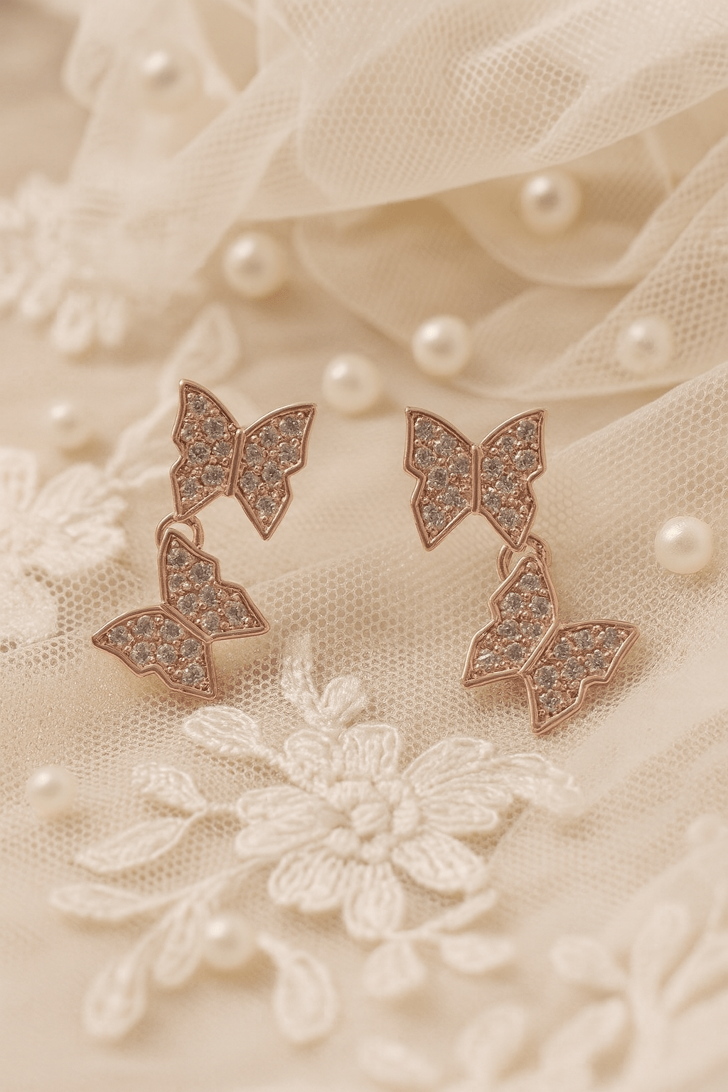 Double Butterfly Drop Earrings - Maxiblink