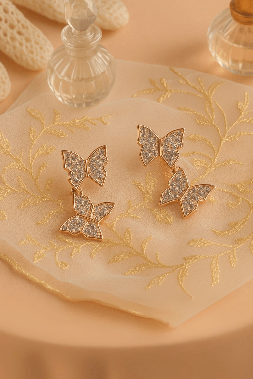 Double Butterfly Drop Earrings - Maxiblink