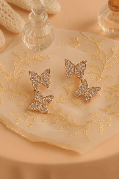 Double Butterfly Drop Earrings - Maxiblink