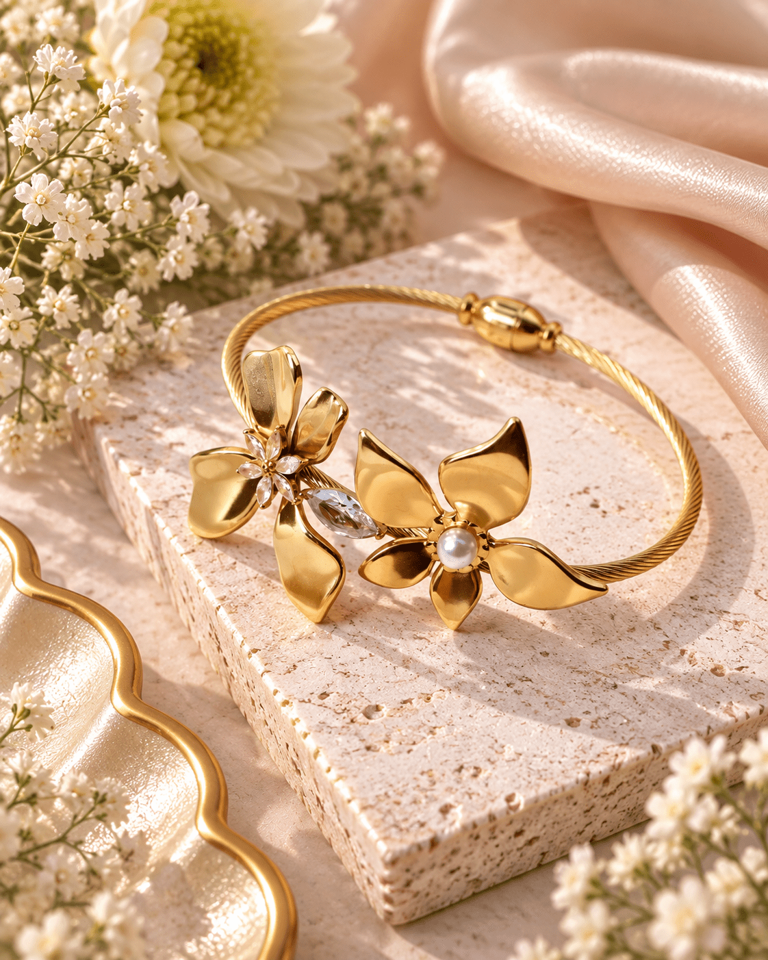 Double Flower Cable Cuff - Maxiblink