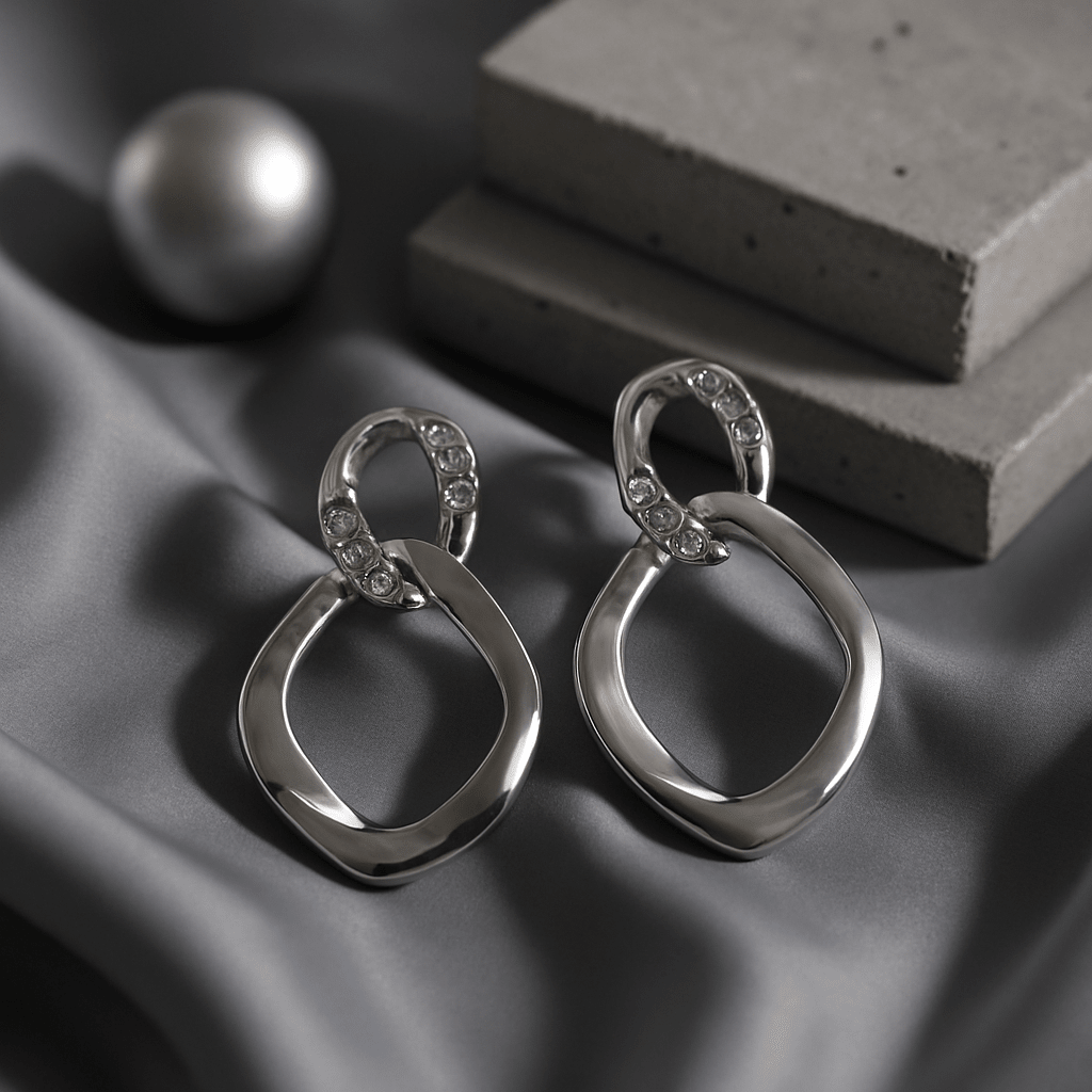 Double Hoop Metallic Statement Earrings - Maxiblink