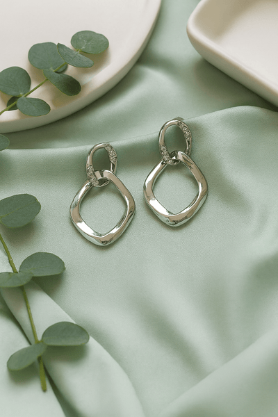 Double Hoop Metallic Statement Earrings - Maxiblink