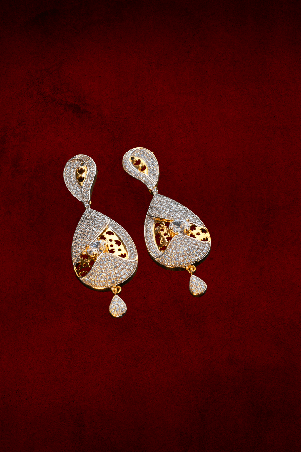 Dual - Tone Enamel & CZ Dangler Earrings - Maxiblink