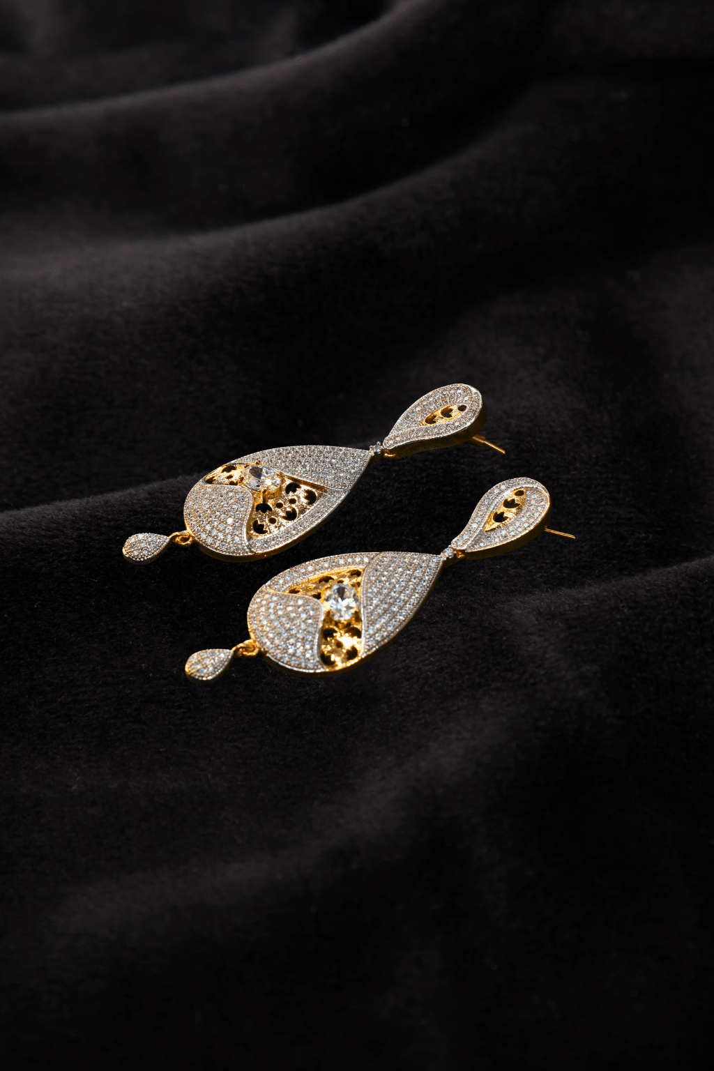 Dual - Tone Enamel & CZ Dangler Earrings - Maxiblink
