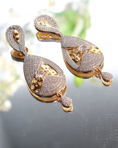 Dual - Tone Enamel & CZ Dangler Earrings - Maxiblink
