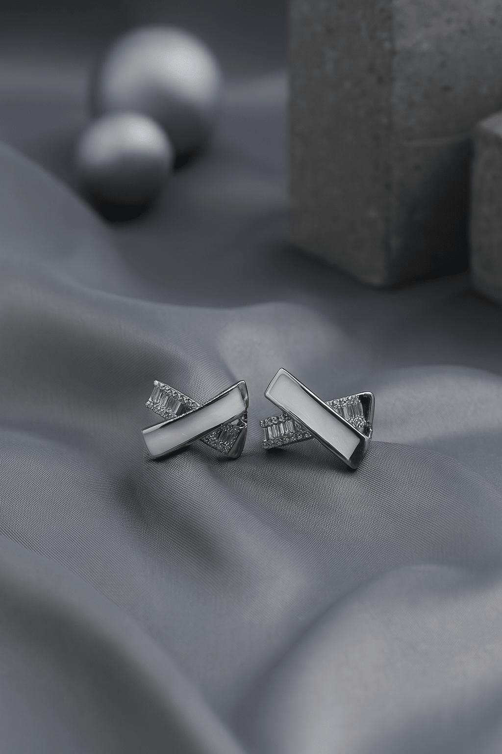 Elegant White Enamel Stud Earrings - Maxiblink