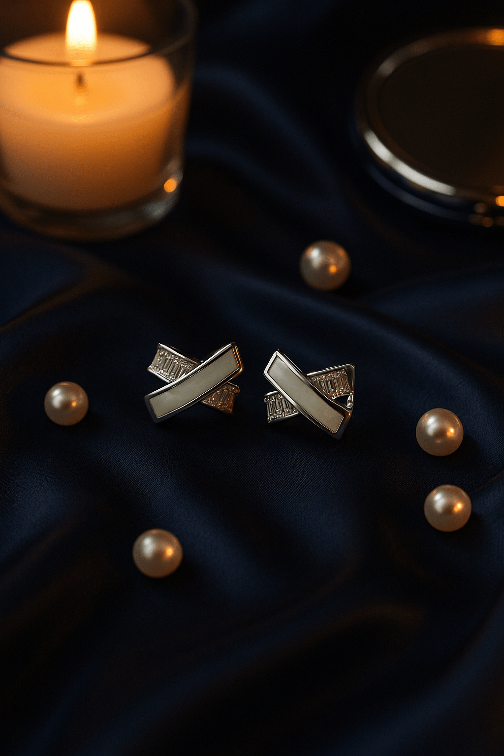 Elegant White Enamel Stud Earrings - Maxiblink