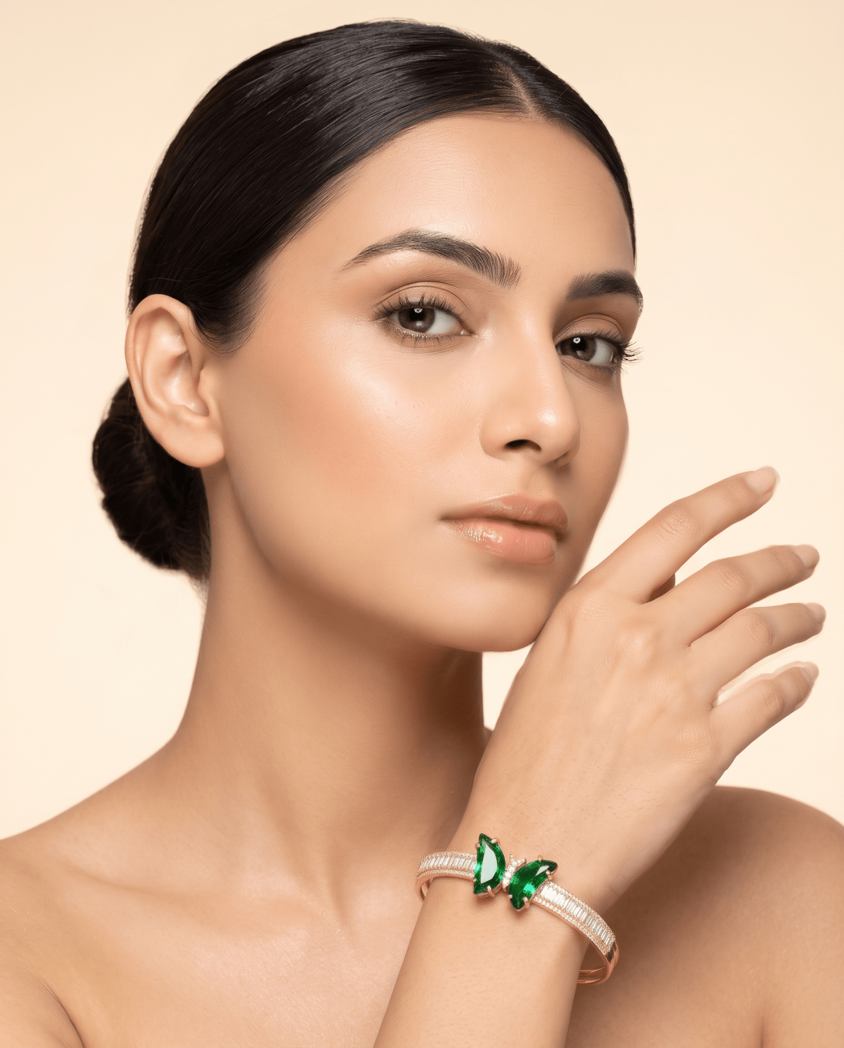 Emerald Butterfly Baguette Cuff Bracelet - Maxiblink