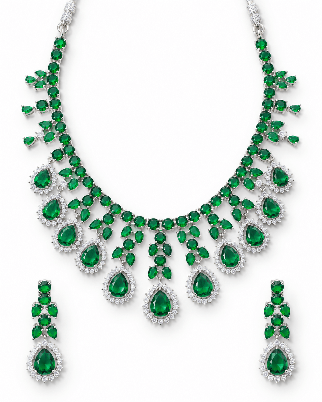 Emerald Cascade Bib Necklace Set - Maxiblink