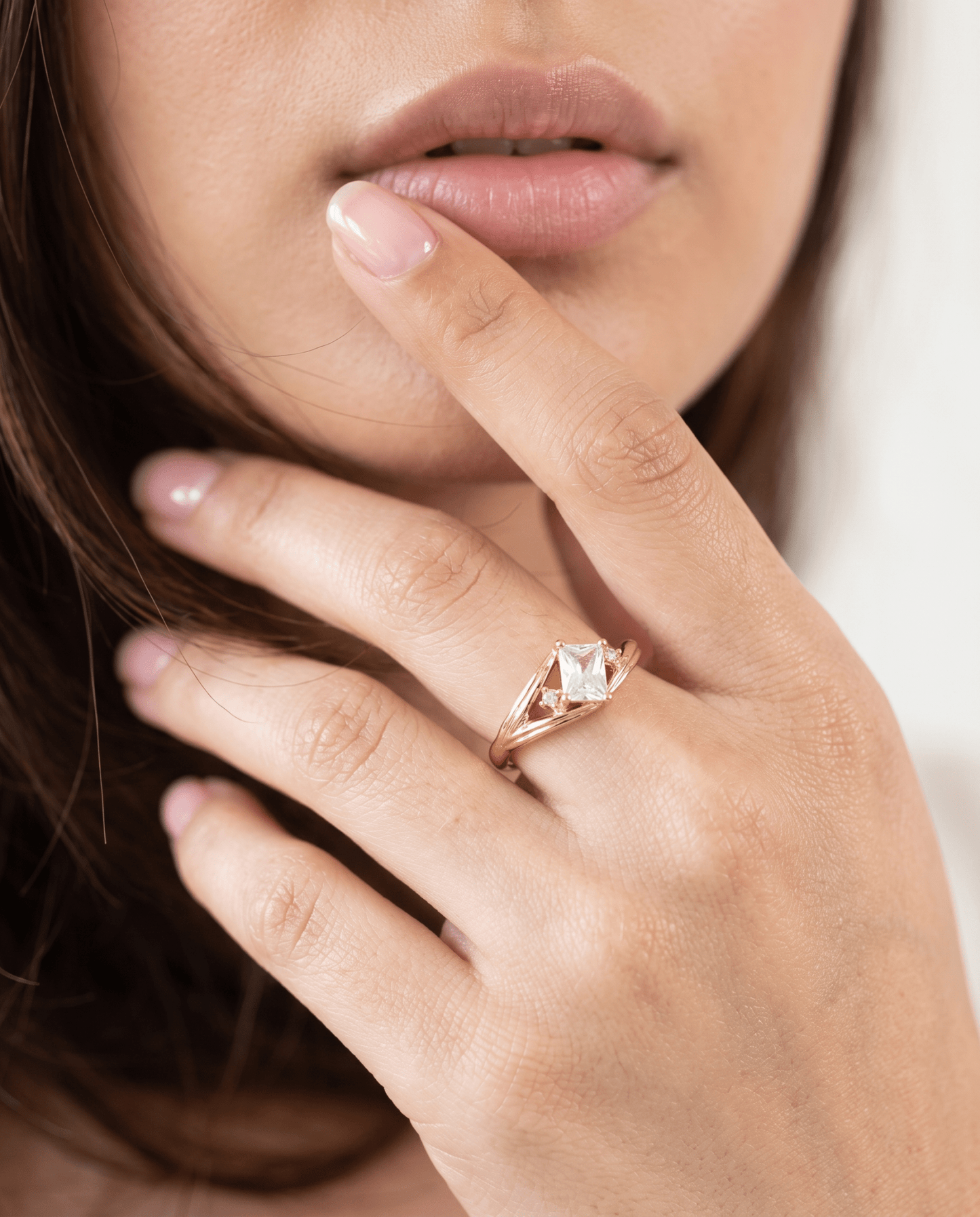 Emerald-Cut Solitaire Dainty Ring in 18K gold-plated stainless steel — MaxiBlink