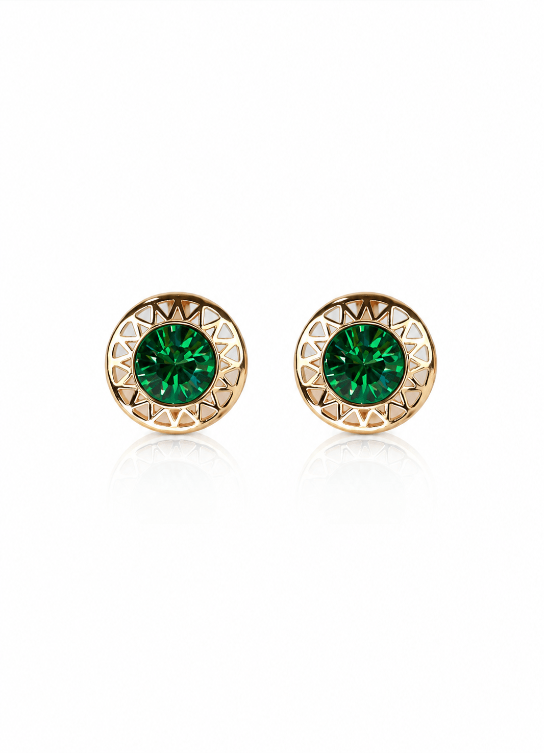 Emerald Green Crystal Geometric Stud Earrings - Maxiblink
