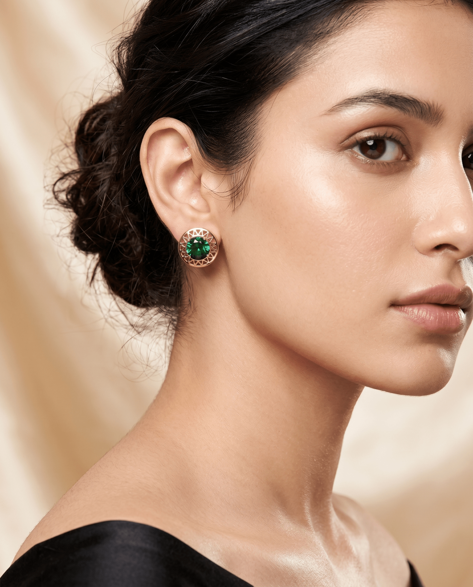Emerald Green Crystal Geometric Stud Earrings - Maxiblink