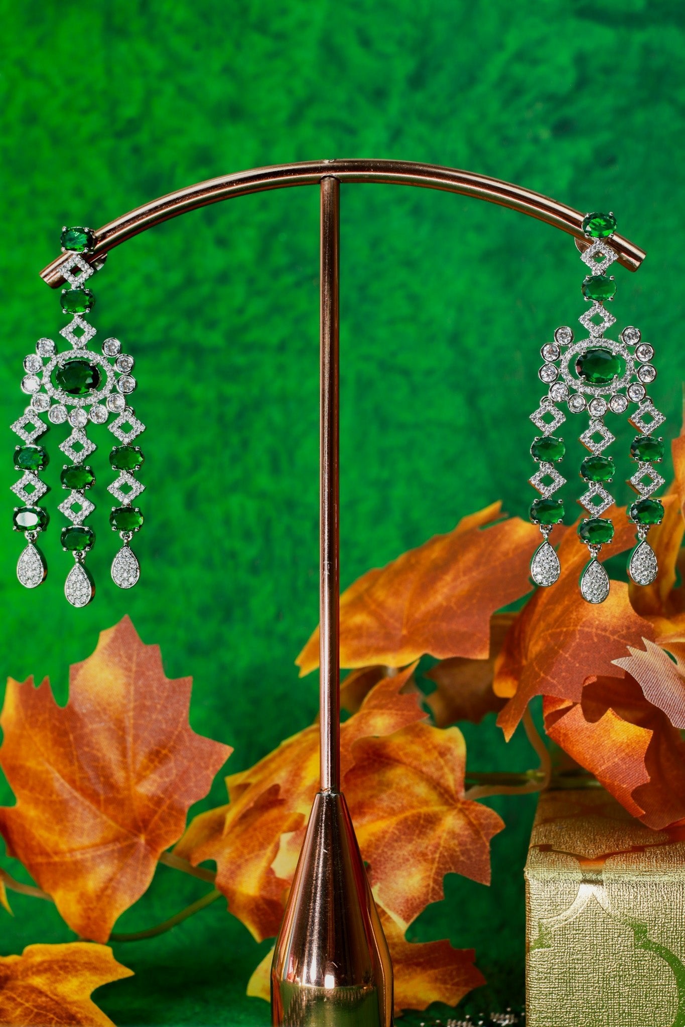 Emerald Layered Ranihaar Style Necklace Set - Maxiblink