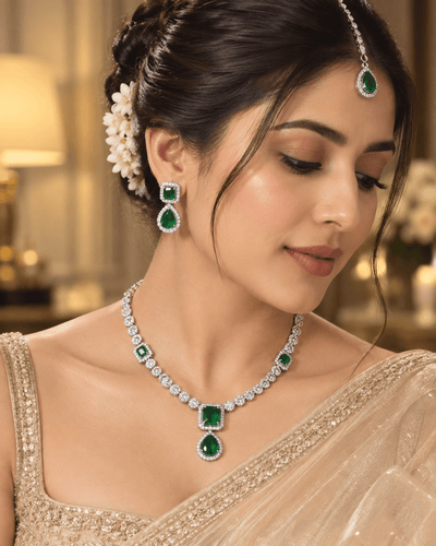 Emerald Square Link Necklace Set - Maxiblink