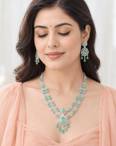 Emerald Starburst Two-Strand Necklace Set - Maxiblink