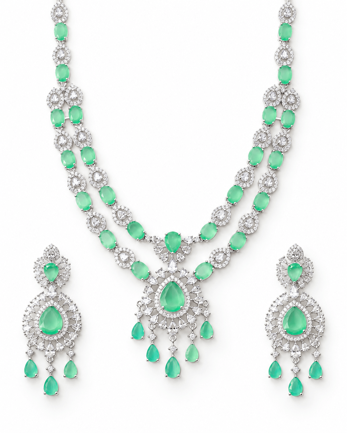 Emerald Starburst Two-Strand Necklace Set - Maxiblink