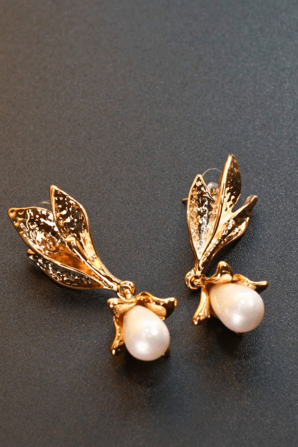 Floral Pearl Drop Gold Earrings - Maxiblink