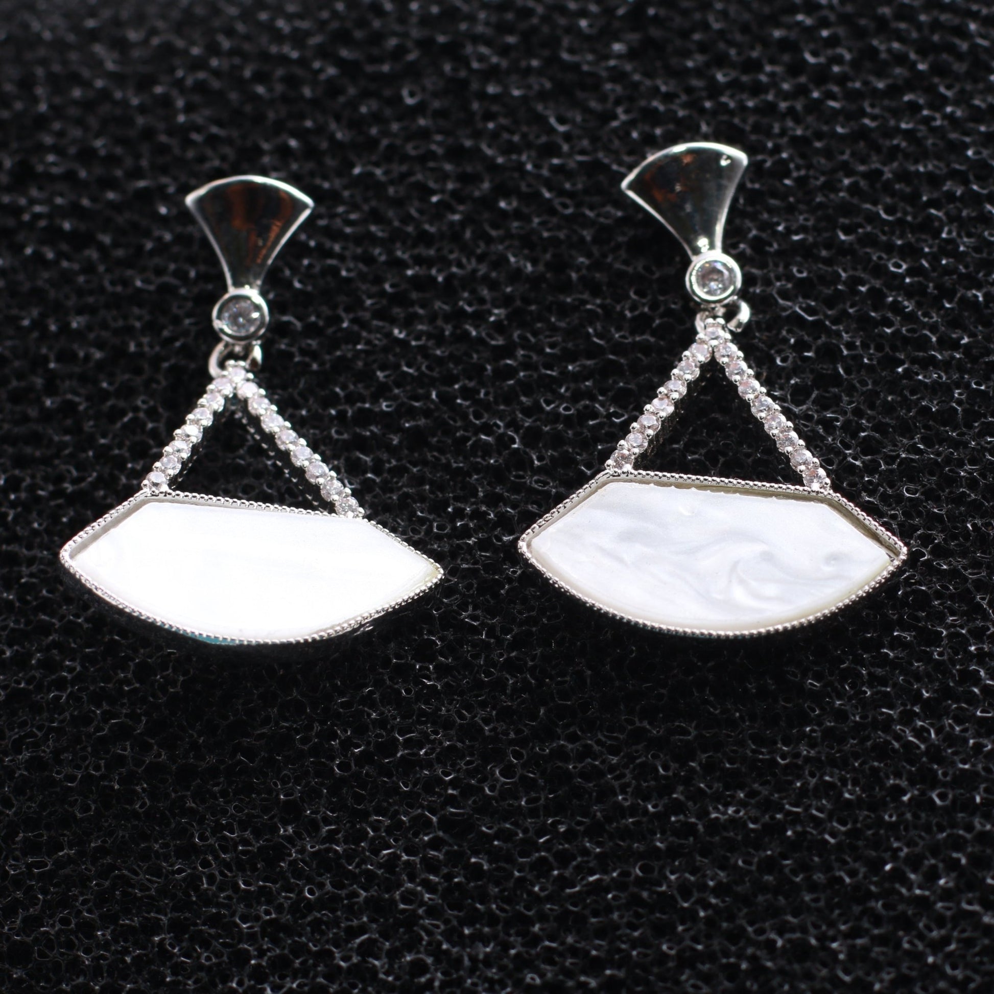 Geometric White Stone Drop Earrings - Maxiblink