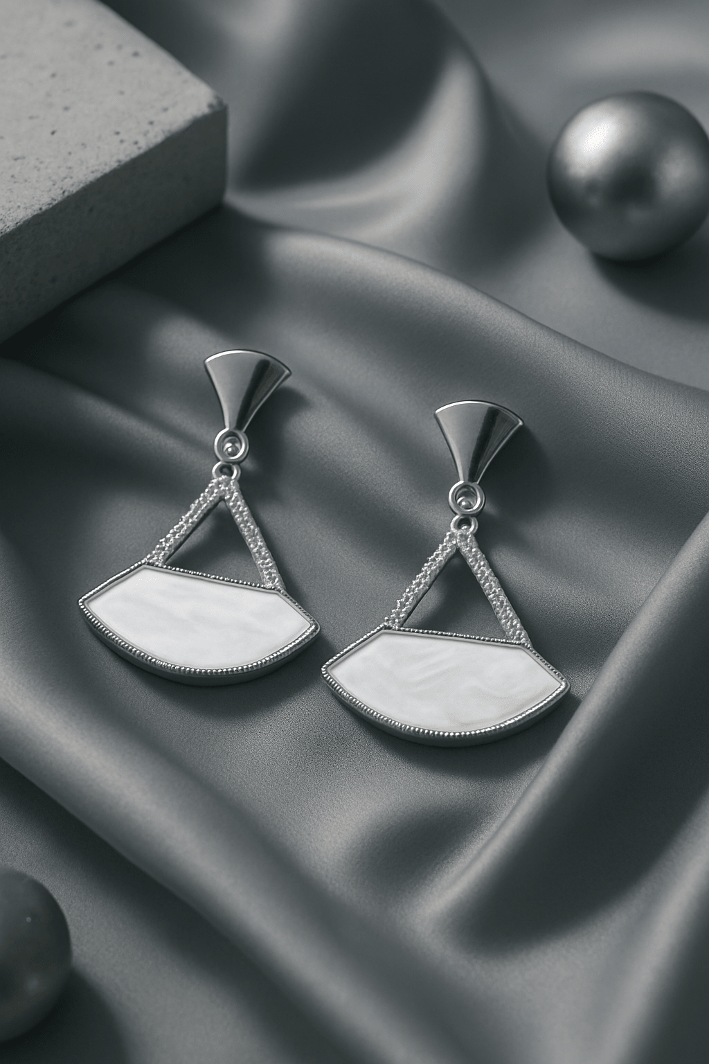 Geometric White Stone Drop Earrings - Maxiblink