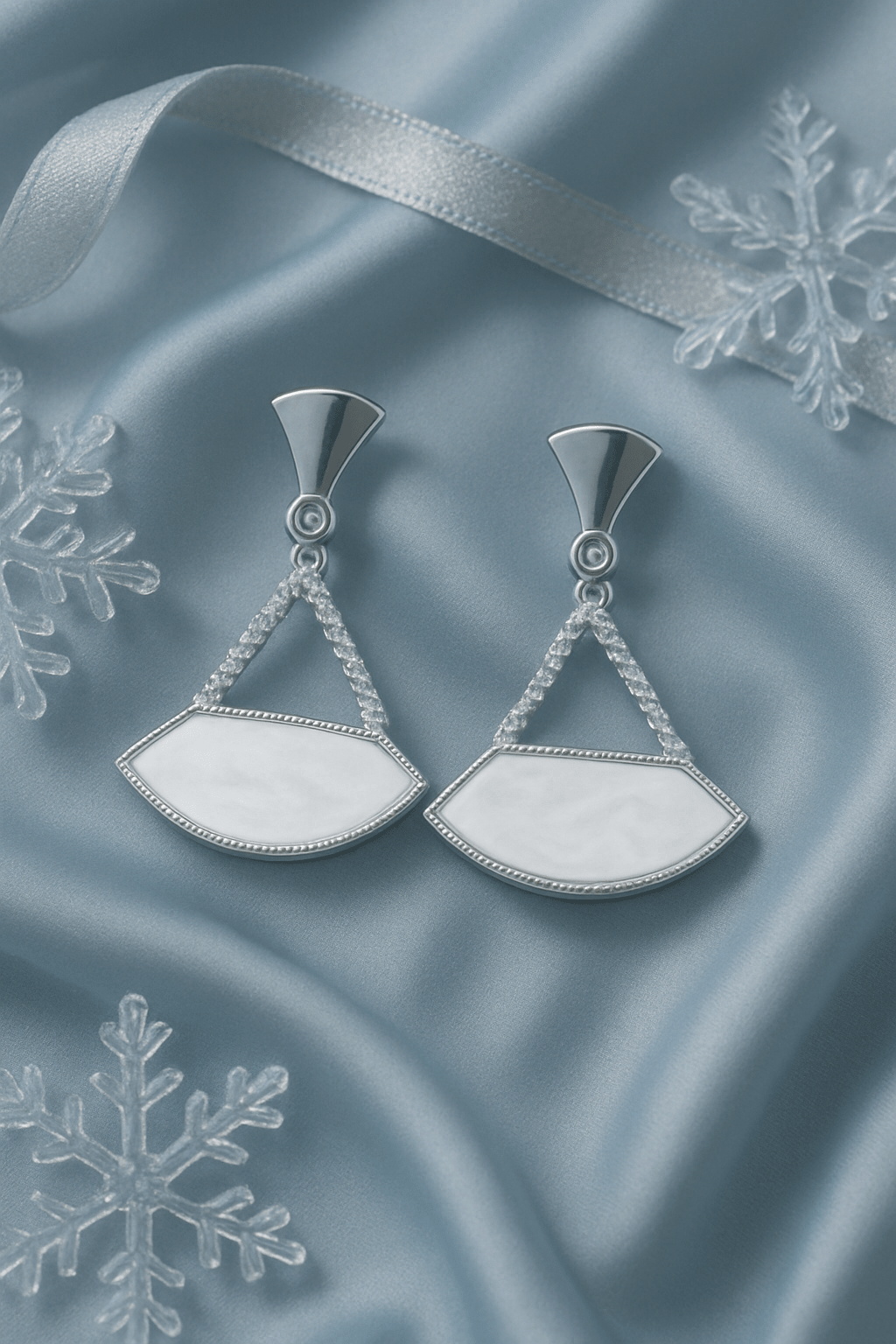 Geometric White Stone Drop Earrings - Maxiblink