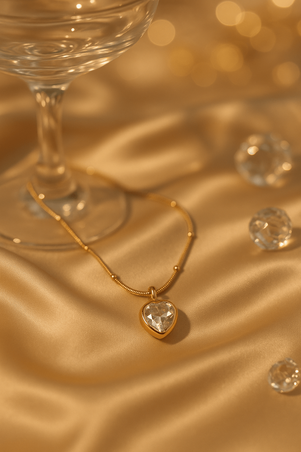Gold Dome Faceted Crystal Ball Pendant Necklace | Anti - Tarnish - Maxiblink