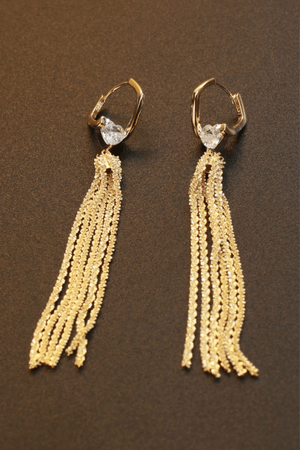 Gold Heart Stud Tassel Earrings – Romantic Anti - Tarnish Fashion Design - Maxiblink