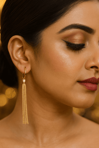 Gold Heart Stud Tassel Earrings – Romantic Anti - Tarnish Fashion Design - Maxiblink