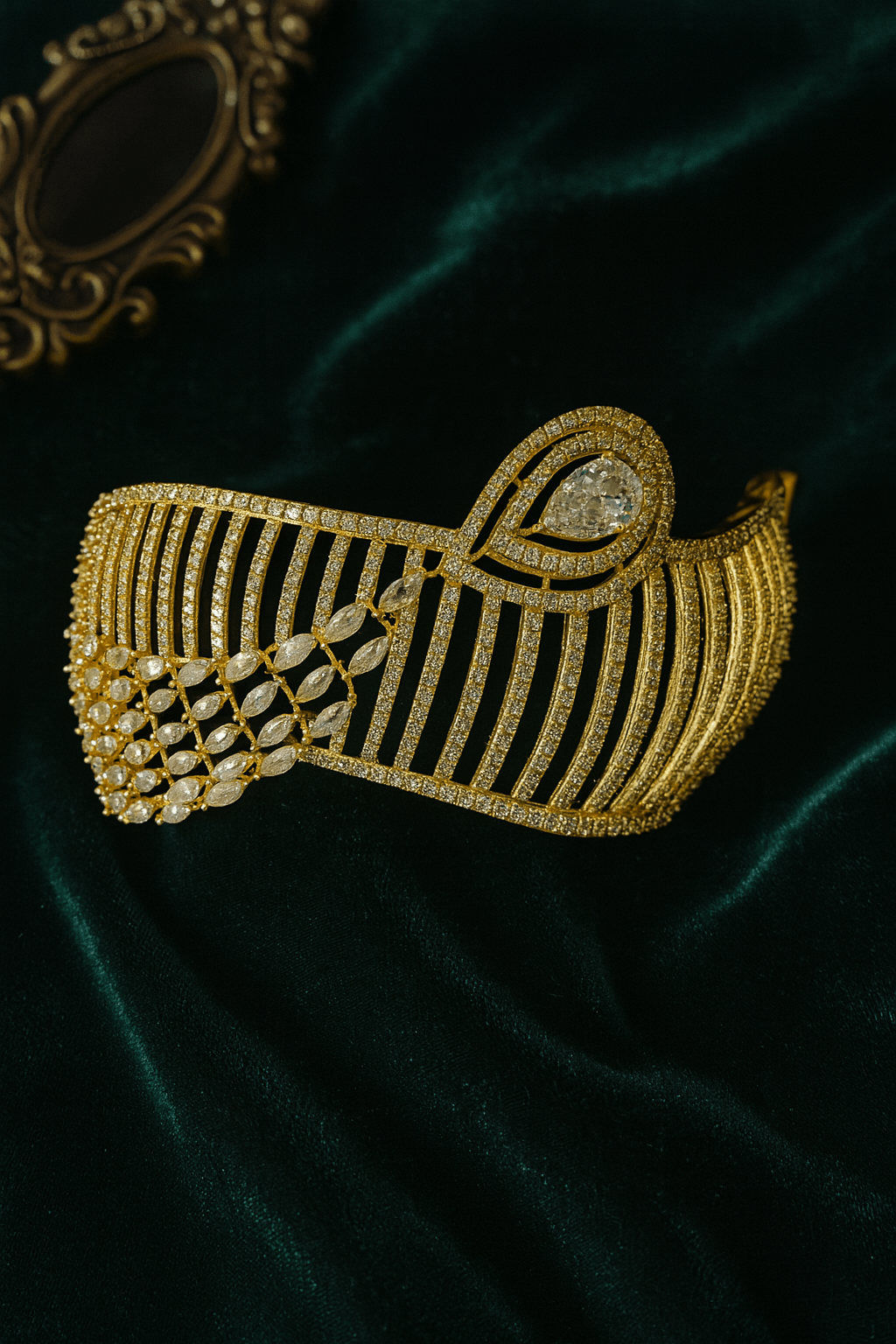 Gold Plated Designer Bracelet with Leaf Motif - Maxiblink