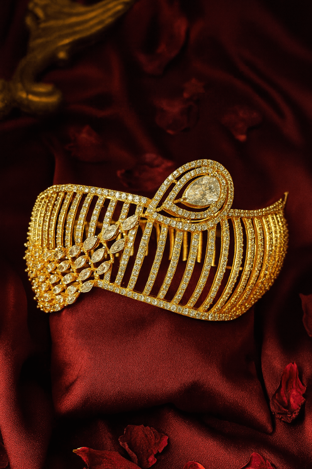 Gold Plated Designer Bracelet with Leaf Motif - Maxiblink