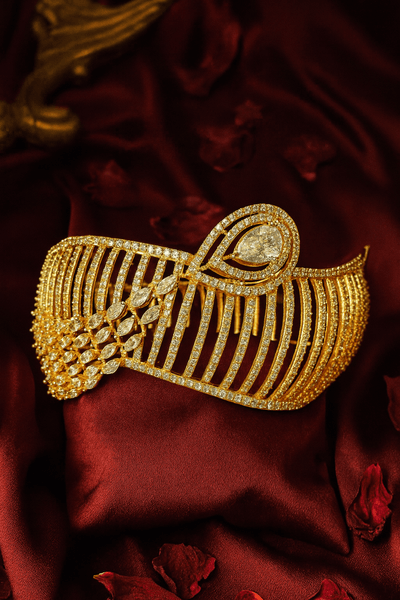 Gold Plated Designer Bracelet with Leaf Motif - Maxiblink