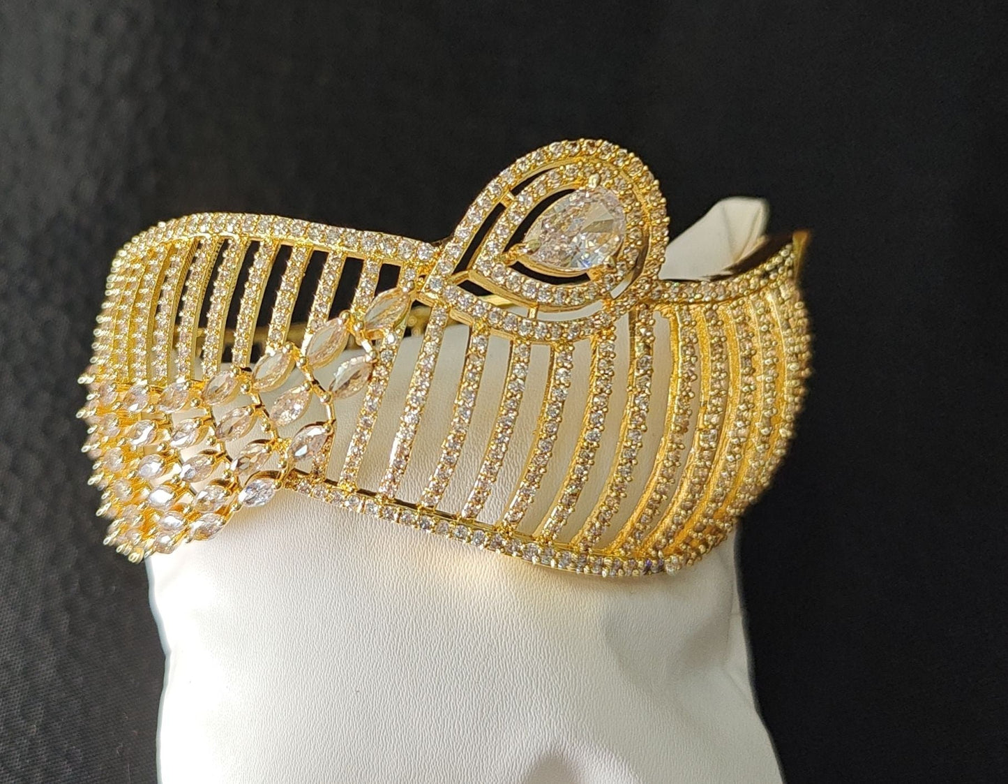 Gold Plated Designer Bracelet with Leaf Motif - Maxiblink